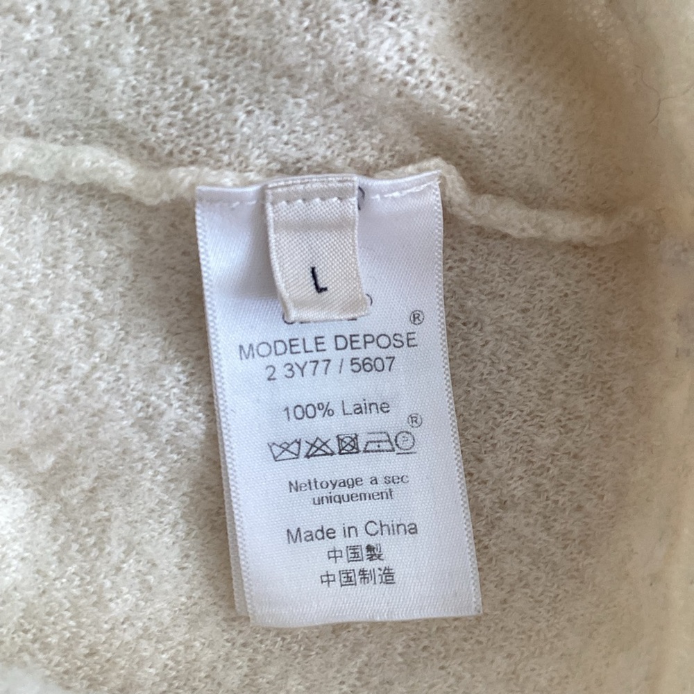 Celine Cream Wool Long Sleeves Crew Neckline SZ L - Picture 7 of 7